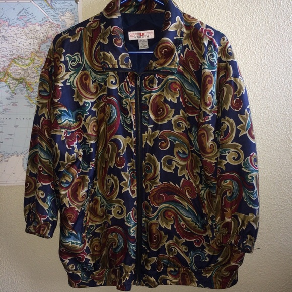 80s/90s Vintage Pattern Silk Jacket - Picture 3 of 5